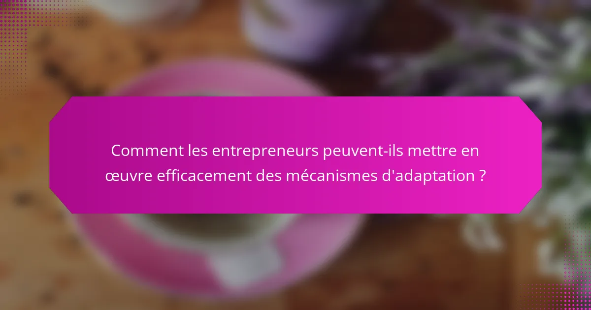 Comment les entrepreneurs peuvent-ils mettre en œuvre efficacement des mécanismes d'adaptation ?