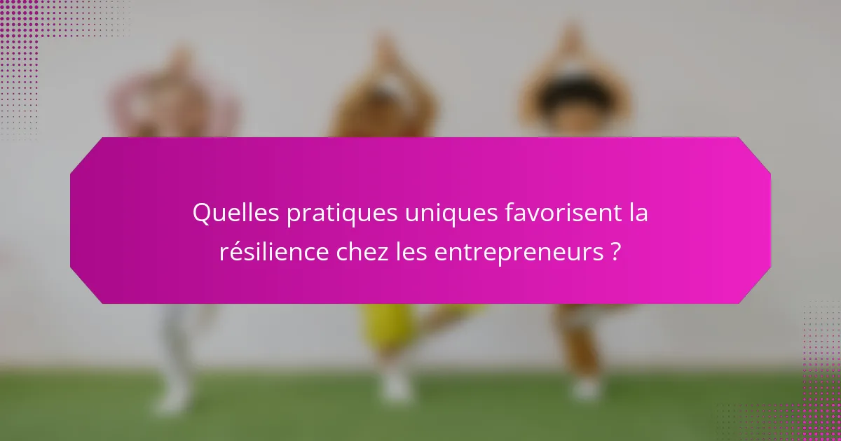 Quelles pratiques uniques favorisent la résilience chez les entrepreneurs ?