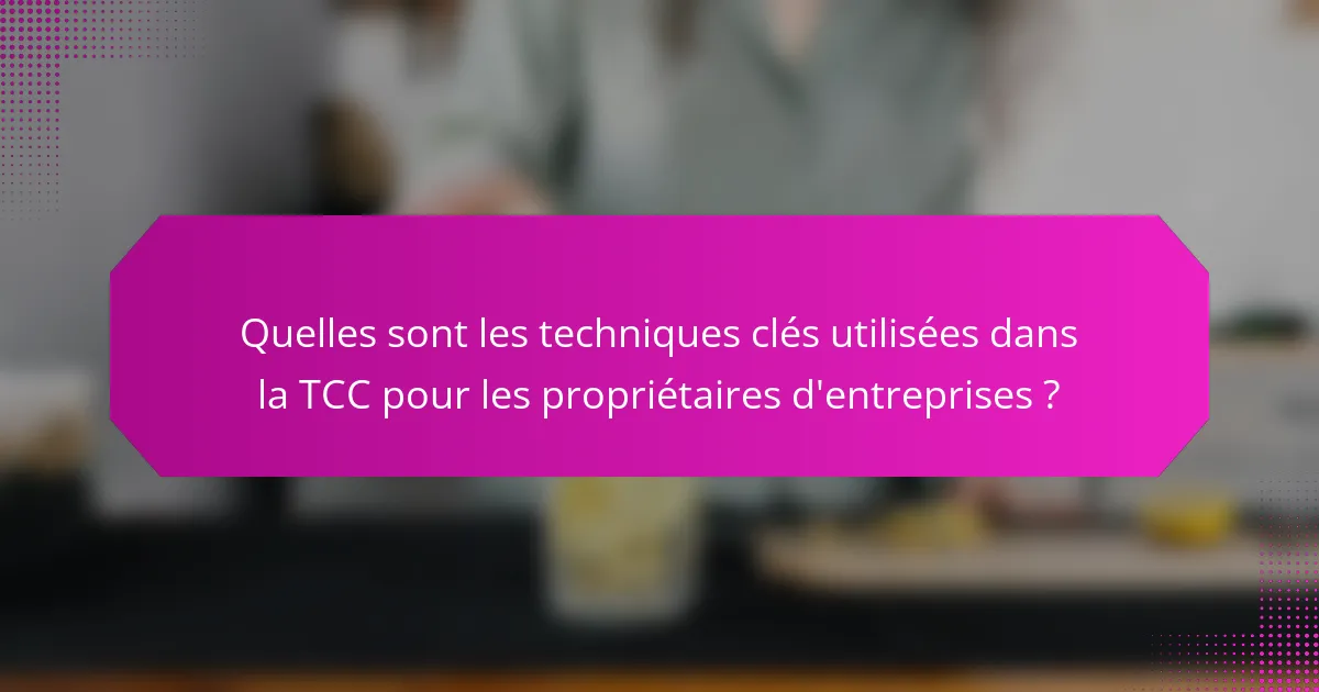 Quelles sont les techniques clés utilisées dans la TCC pour les propriétaires d'entreprises ?