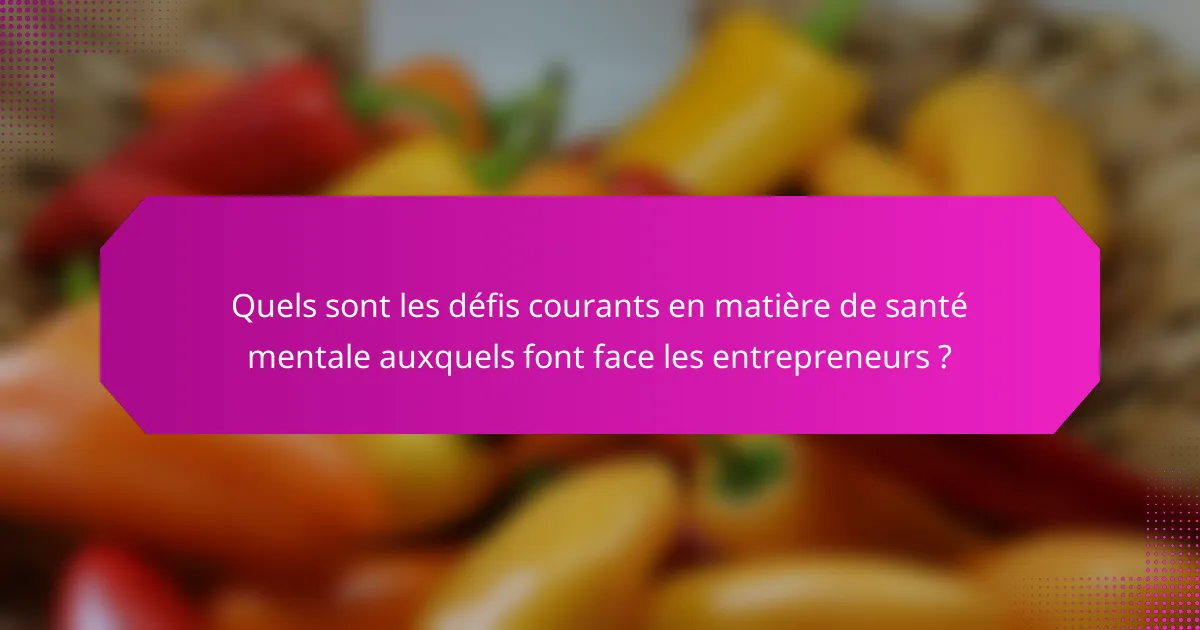 Quels sont les défis courants en matière de santé mentale auxquels font face les entrepreneurs ?
