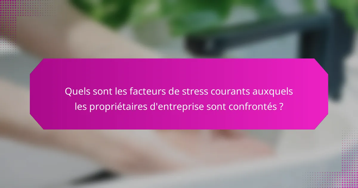 Quels sont les facteurs de stress courants auxquels les propriétaires d'entreprise sont confrontés ?