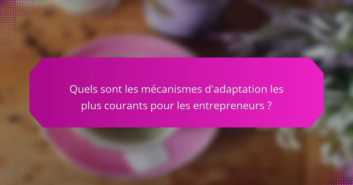 Quels sont les mécanismes d'adaptation les plus courants pour les entrepreneurs ?